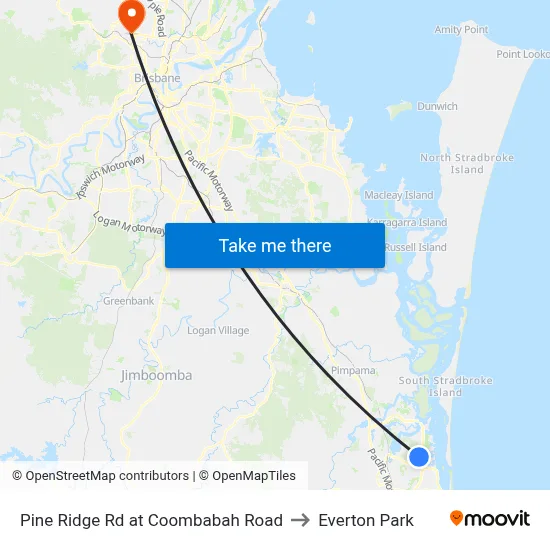 Pine Ridge Rd at Coombabah Road to Everton Park map