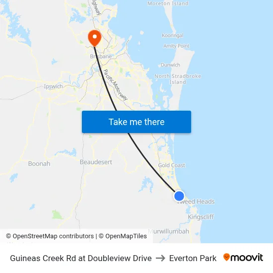 Guineas Creek Rd at Doubleview Drive to Everton Park map