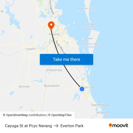 Cayuga St at Pcyc Nerang to Everton Park map