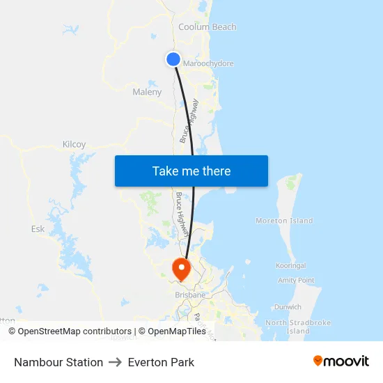 Nambour Station to Everton Park map