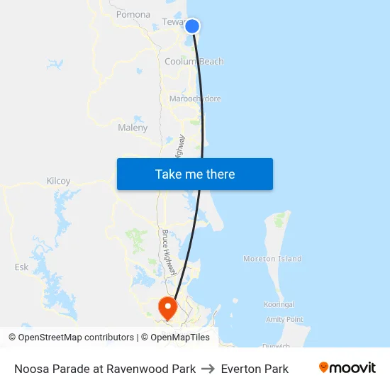Noosa Parade at Ravenwood Park to Everton Park map