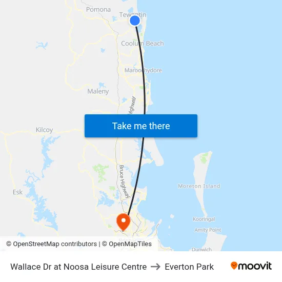 Wallace Dr at Noosa Leisure Centre to Everton Park map