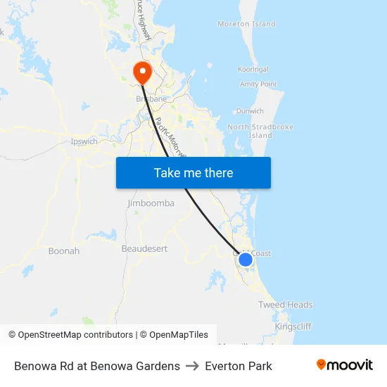 Benowa Rd at Benowa Gardens to Everton Park map