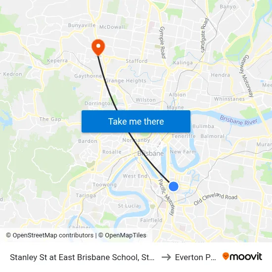 Stanley St at East Brisbane School, Stop 10 to Everton Park map