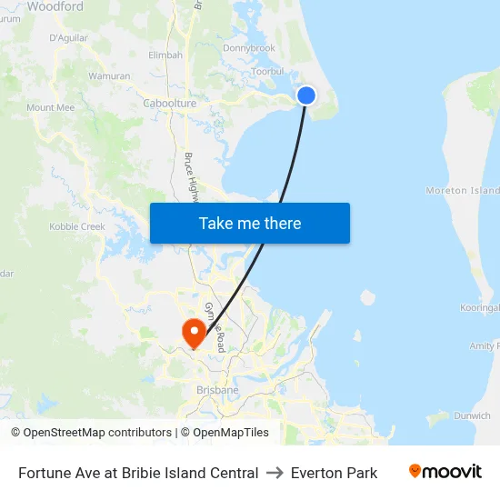 Fortune Ave at Bribie Island Central to Everton Park map
