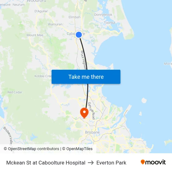 Mckean St at Caboolture Hospital to Everton Park map