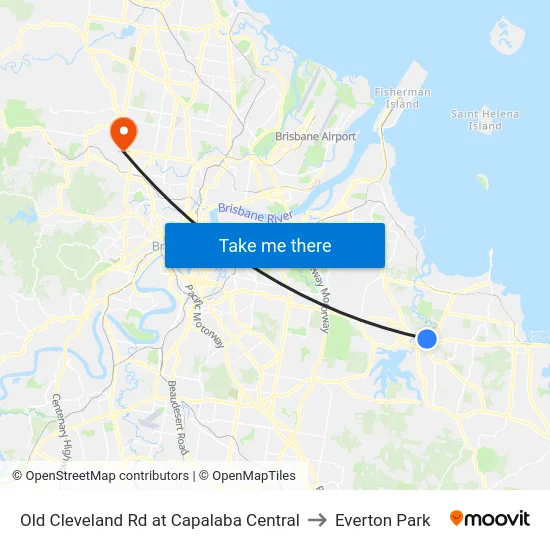 Old Cleveland Rd at Capalaba Central to Everton Park map