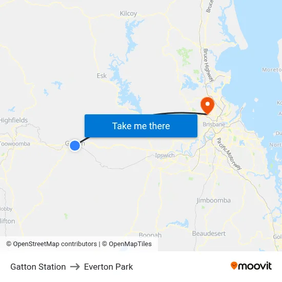 Gatton Station to Everton Park map