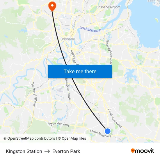 Kingston Station to Everton Park map