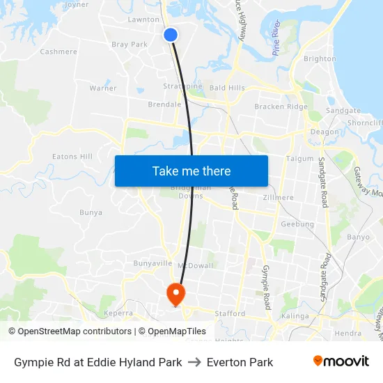 Gympie Rd at Eddie Hyland Park to Everton Park map