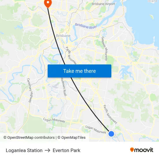 Loganlea Station to Everton Park map