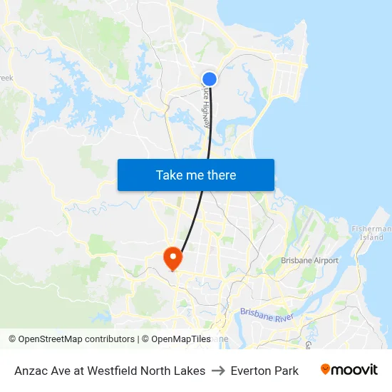 Anzac Ave at Westfield North Lakes to Everton Park map