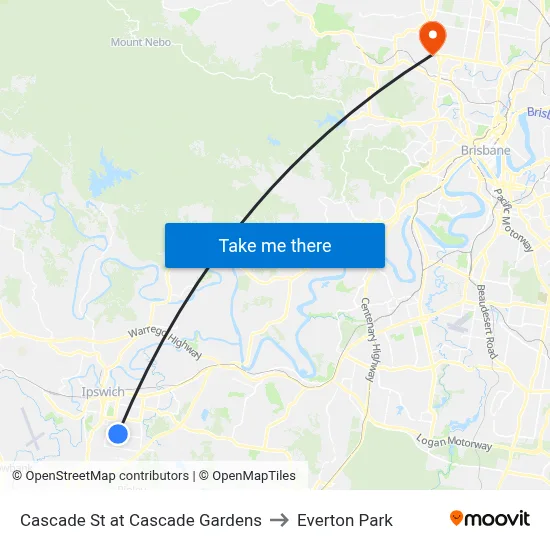 Cascade St at Cascade Gardens to Everton Park map