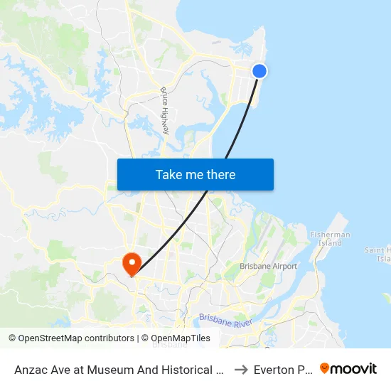 Anzac Ave at Museum And Historical Society to Everton Park map