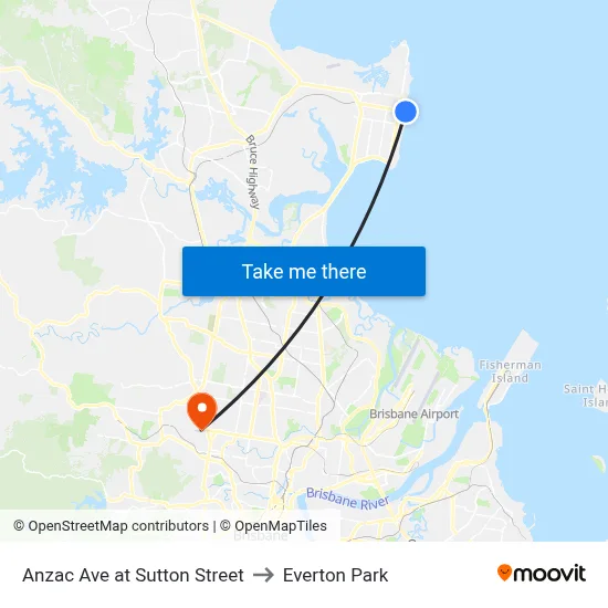 Anzac Ave at Sutton Street to Everton Park map
