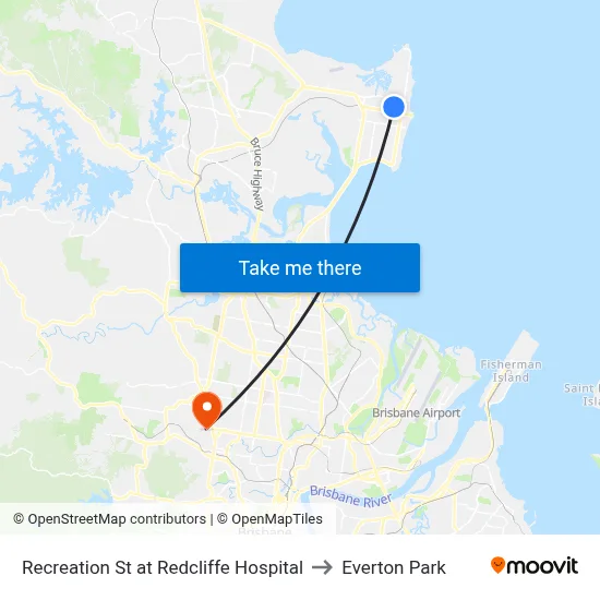 Recreation St at Redcliffe Hospital to Everton Park map