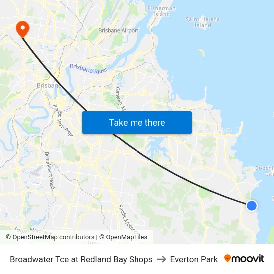 Broadwater Tce at Redland Bay Shops to Everton Park map