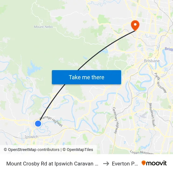 Mount Crosby Rd at Ipswich Caravan Village to Everton Park map