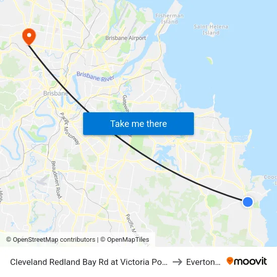 Cleveland Redland Bay Rd at Victoria Point High School to Everton Park map