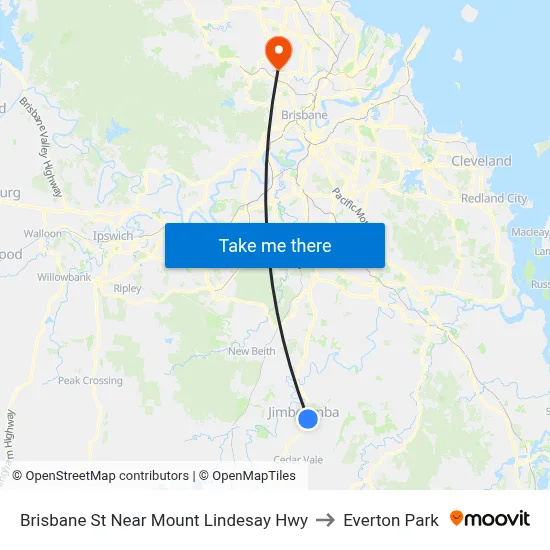 Brisbane St Near Mount Lindesay Hwy to Everton Park map