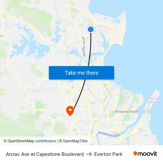 Anzac Ave at Capestone Boulevard to Everton Park map