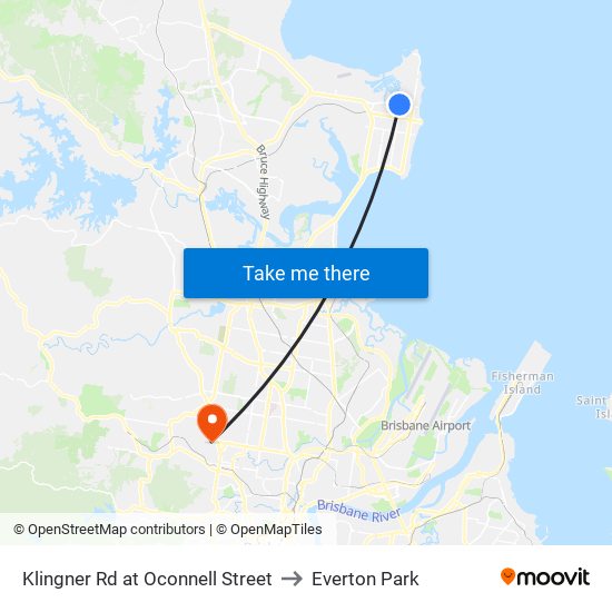 Klingner Rd at Oconnell Street to Everton Park map