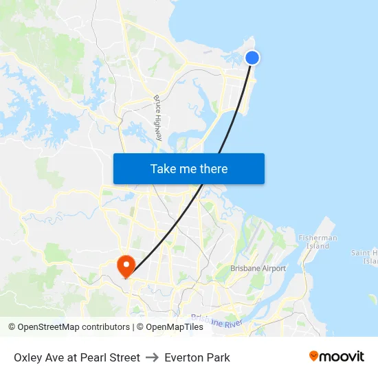Oxley Ave at Pearl Street to Everton Park map