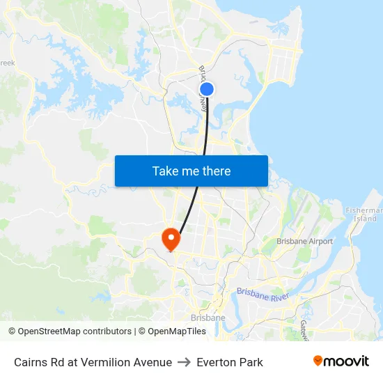 Cairns Rd at Vermilion Avenue to Everton Park map