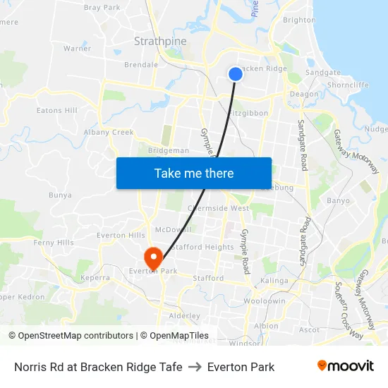 Norris Rd at Bracken Ridge Tafe to Everton Park map