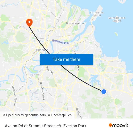 Avalon Rd at Summit Street to Everton Park map
