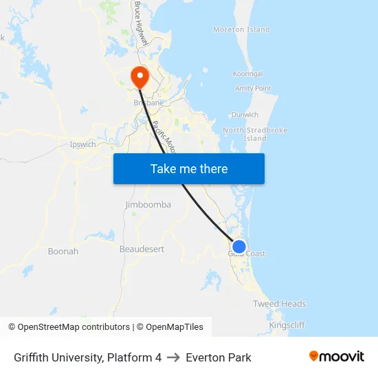 Griffith University, Platform 4 to Everton Park map