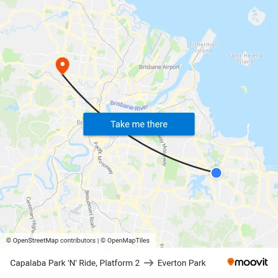 Capalaba Park 'N' Ride, Platform 2 to Everton Park map