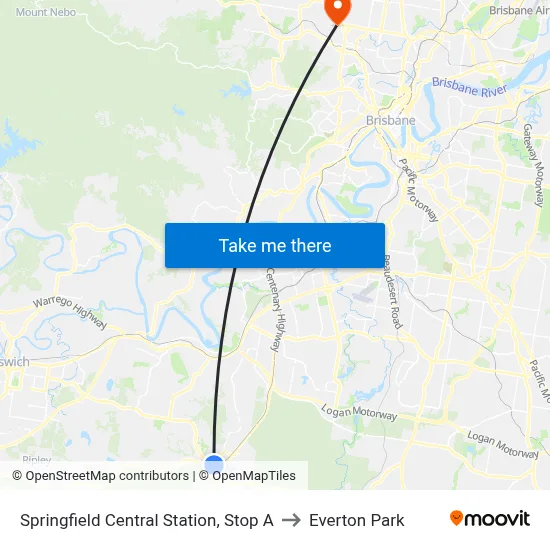 Springfield Central Station, Stop A to Everton Park map
