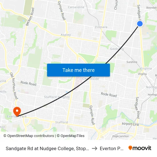 Sandgate Rd at Nudgee College, Stop 17 to Everton Park map