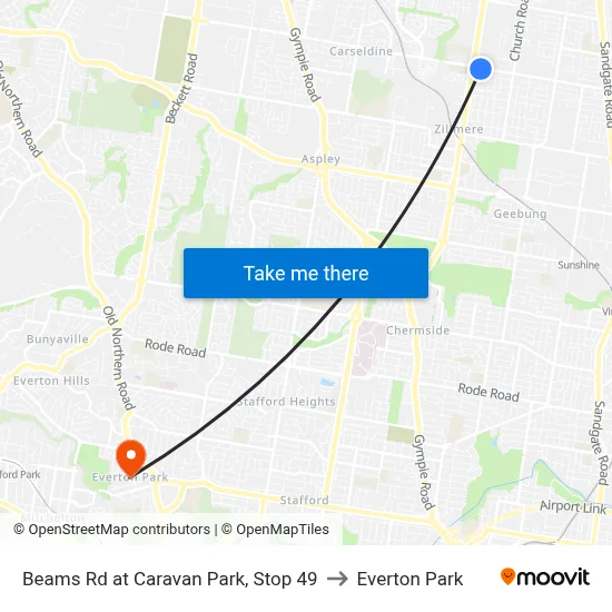 Beams Rd at Caravan Park, Stop 49 to Everton Park map