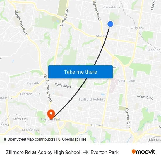 Zillmere Rd at Aspley High School to Everton Park map