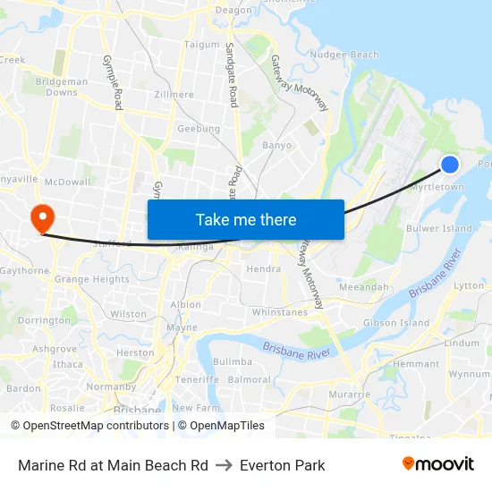 Marine Rd at Main Beach Rd to Everton Park map