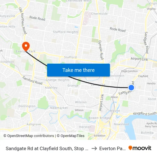 Sandgate Rd at Clayfield South, Stop 23 to Everton Park map