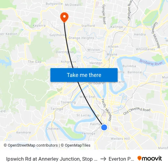 Ipswich Rd at Annerley Junction, Stop 22/21 to Everton Park map