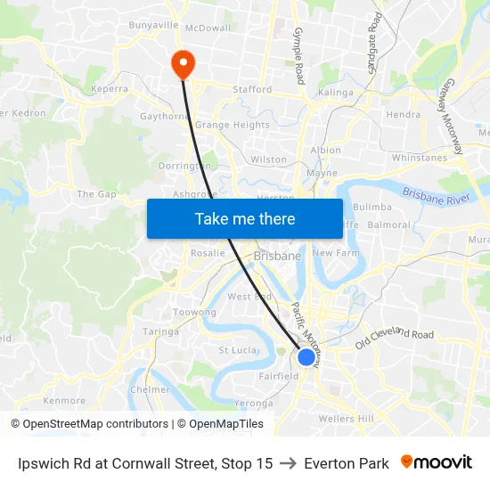 Ipswich Rd at Cornwall Street, Stop 15 to Everton Park map