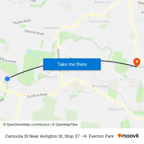 Camoola St Near Avington St, Stop 37 to Everton Park map