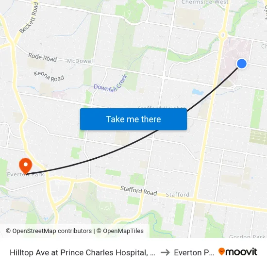 Hilltop Ave at Prince Charles Hospital, Stop 35 to Everton Park map
