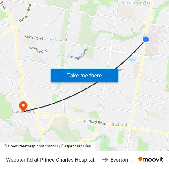 Webster Rd at Prince Charles Hospital, Stop 38 to Everton Park map