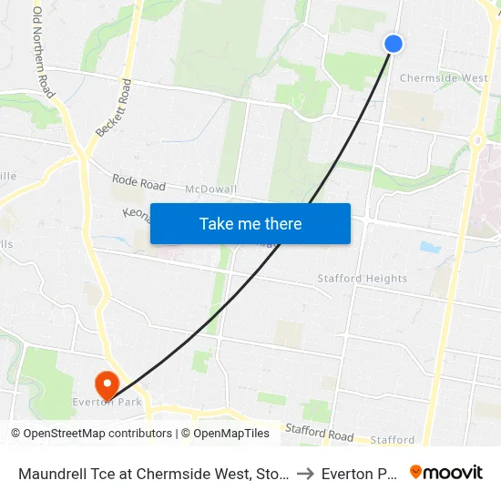 Maundrell Tce at Chermside West, Stop 48 to Everton Park map