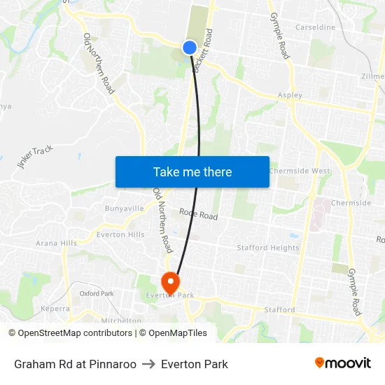 Graham Rd at Pinnaroo to Everton Park map
