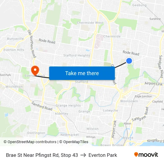 Brae St Near Pfingst Rd, Stop 43 to Everton Park map