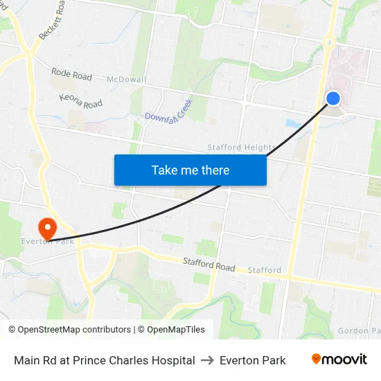 Main Rd at Prince Charles Hospital to Everton Park map