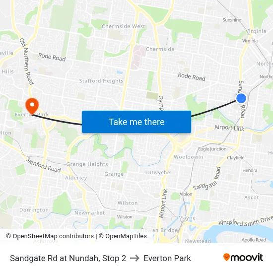Sandgate Rd at Nundah, Stop 2 to Everton Park map