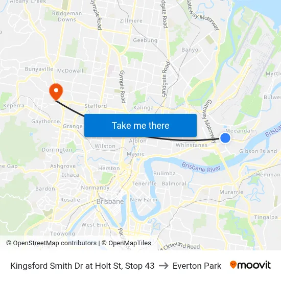 Kingsford Smith Dr at Holt St, Stop 43 to Everton Park map