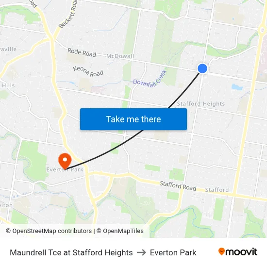 Maundrell Tce at Stafford Heights to Everton Park map